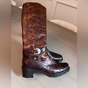 Donald J. Pliner Dark Brown Patterned Heeled Boots